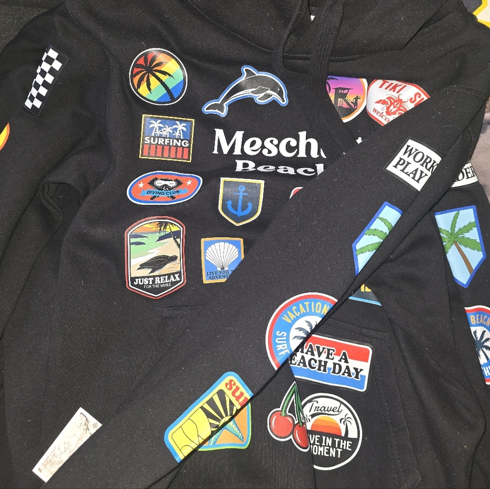 Vintage Inspired Patched Hoodie with Patch Work - Picture 6 of 7